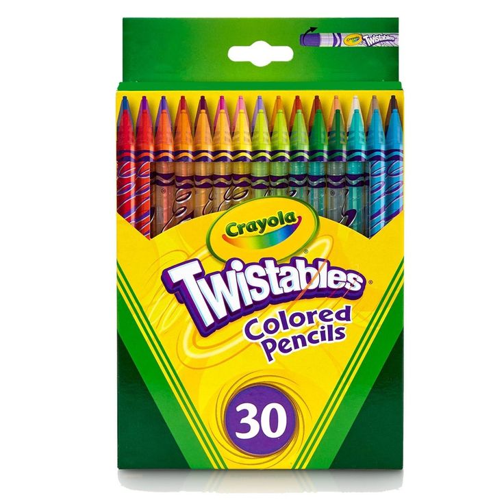 the crayon twistables colored pencils are packaged in a green box