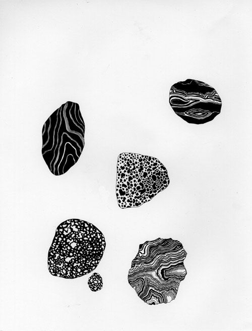 four different types of rocks are shown in black and white