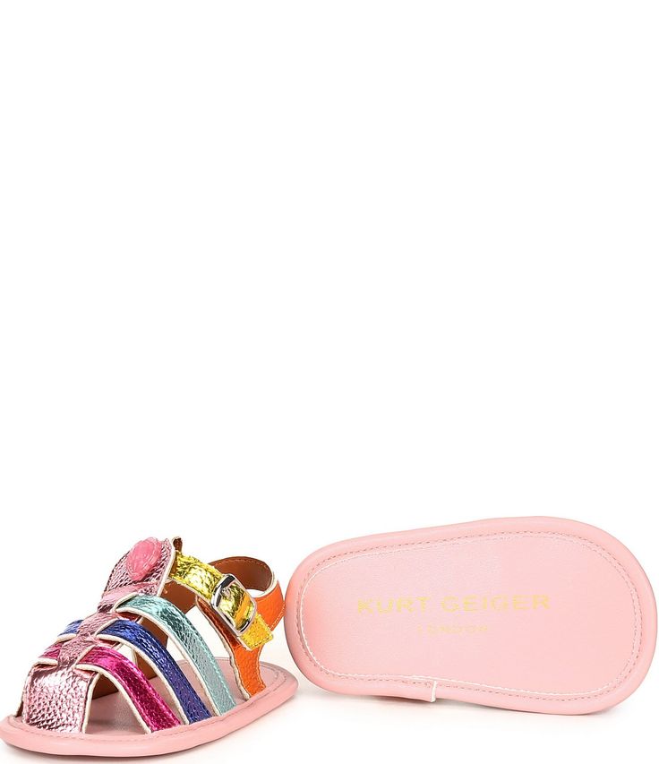 From Kurt Geiger London&#x2C; the Girls' Kensington Fisherman Sandal Crib Shoes feature:Leather upperEagle head embellishmentAlternative closure for easy on/offSynthetic liningRubber outsoleImported. Playful Slip-on Sandals With Soft Sole, Playful Slip-on Sandals For Spring, Playful Pink Closed Toe Sandals, Playful Multicolor Open Toe Sandals, Cute Multicolor Flat Sandals, Playful Pink Sandals With Soft Sole, Adjustable Multicolor Non-slip Sandals, Cute Adjustable Multicolor Sandals, Playful Multicolor Round Toe Sandals