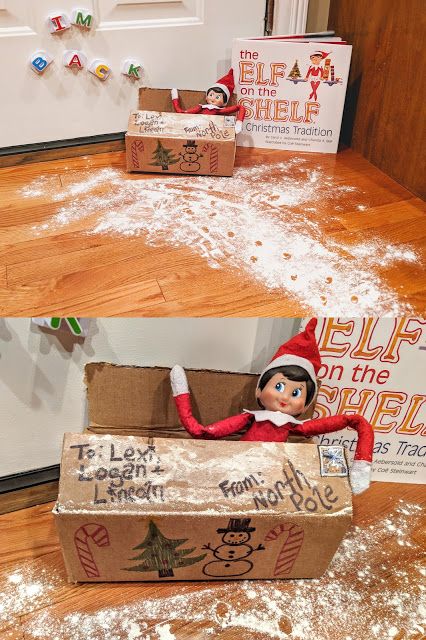 an elf is sitting in a box on the floor