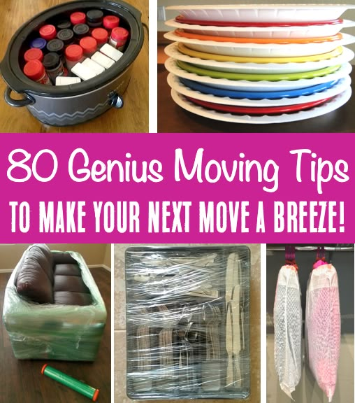 several pictures with the words 30 genius moving tips to make your next move a breeze