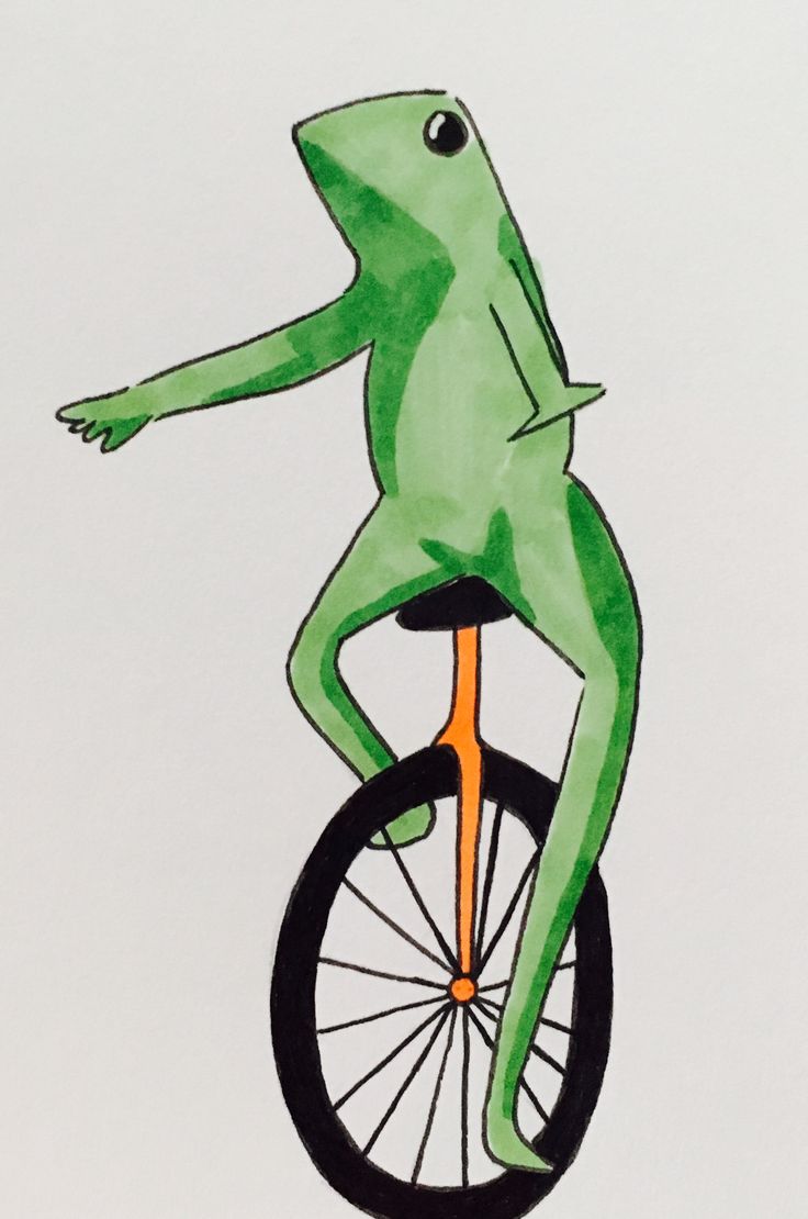 a drawing of a frog on a unicycle