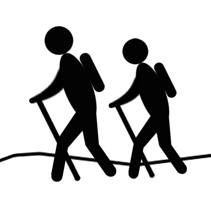 two people walking on a tightrope, one with a backpack and the other without