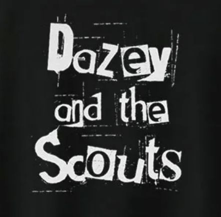 the words dazey and the scouts are written in white on a black t - shirt