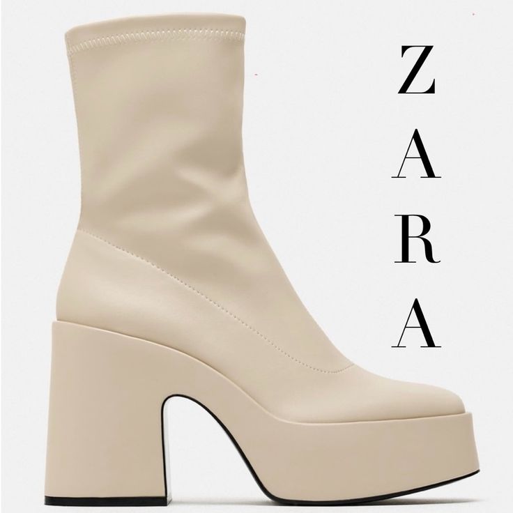 Brand New In Box Gorgeous Off White/Cream Colored Calf Boots. Premium Casual Wear, Or Dress Up Year Round. Made Of Stretch Material. Rounded Toe. Heel Height: 5.1 Inches (13 Cm) Upper- 100% Polyurethane Lining- 100% Polyester Sole- 100% Polyurethane Thermoplastic Insole- 100% Polyester Sole- 30% Rcs-Certified Recycled Synthetic Rubber New Posher?? Use Code Alanahavana When You Sign Up For Poshmark And Get $10 Off Your First Purchase. Trendy White Square Toe Heeled Boots, Trendy Cream Platform Boots With Round Toe, Chic High Heel Platform Boots For Spring, Trendy Cream Platform Boots For Winter, Trendy Cream Leather Platform Boots, Beige Platform Heels For Winter, Spring Cream Leather Platform Boots, Winter Beige Platform Heels, Cream Leather Platform Boots For Spring