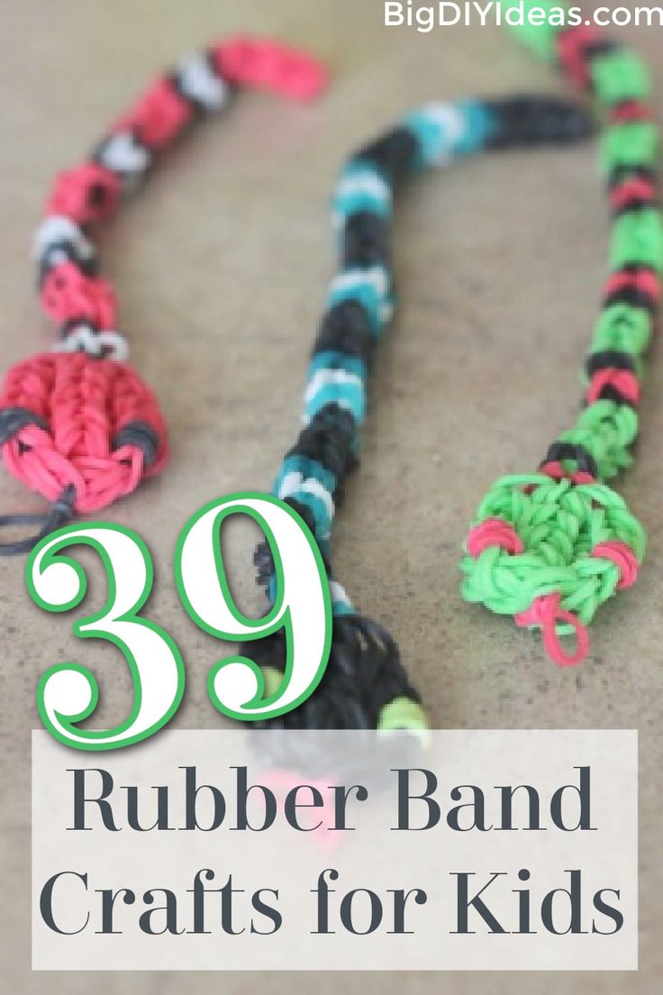 the words 39 rubber band crafts for kids are shown