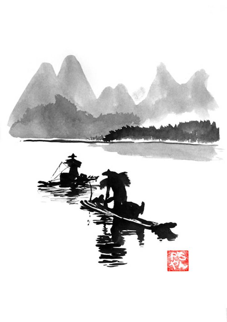 Superb Sumi-e Technique Paintings by Pechane – Fubiz Media Japanese Ink Painting, Sumi E Painting, Korean Painting, Chinese Landscape Painting, Chinese Brush Painting, Chinese Brush, Tinta China, Japon Illustration, Chinese Landscape