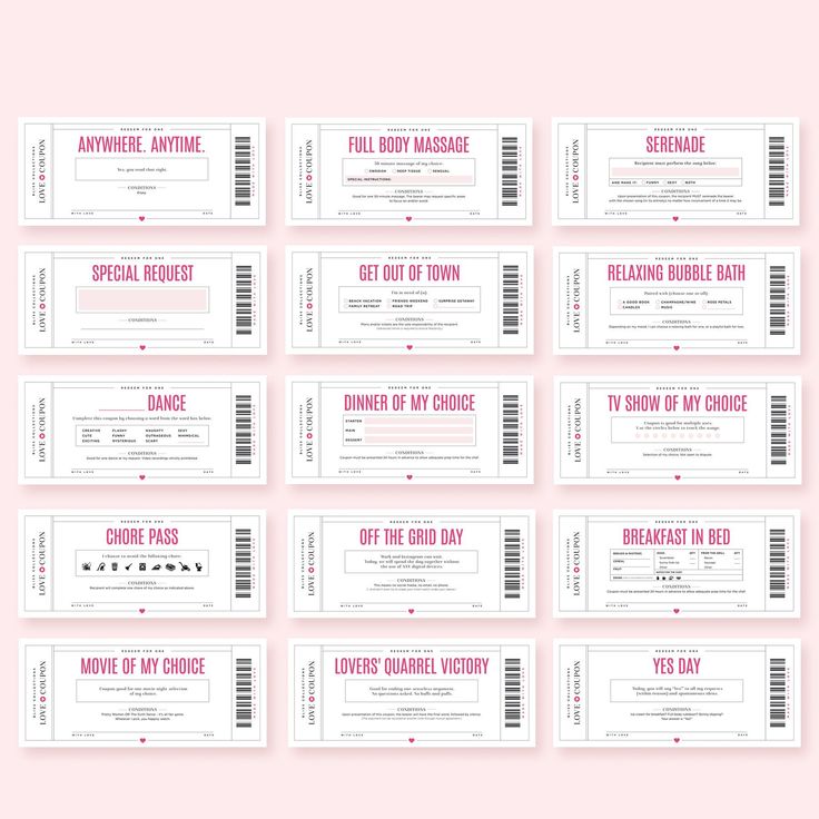 the printable ticket for an event is shown in pink and white, with red lettering