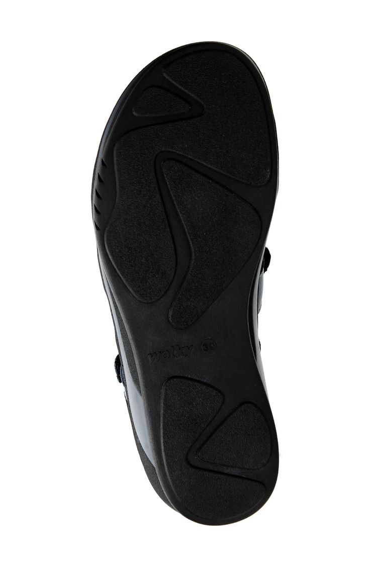 This sturdy yet flexible sandal offers convenient all-day comfort, while the adjustable hook-and-loop straps ensure a perfect fit. Flat sole Cushioned footbed with arch support Leather upper and lining/synthetic sole Imported Synthetic Closed Toe Sport Sandals With Leather Footbed, Leather Sandals With Slip-resistant Round Toe, Sport Sandals With Arch Support For Walking, Black Sport Sandals With Arch Support And Ankle Strap, Functional Closed Toe Synthetic Sandals, Functional Sandals With Cushioned Footbed For Walking, Functional Synthetic Sandals With Ortholite Insole, Black Leather Sandals For Walking, Functional Leather Open Toe Sandals