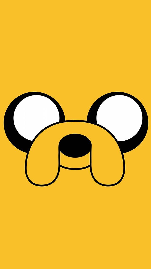 the face of an animal from adventure time with big eyes and ears on yellow background