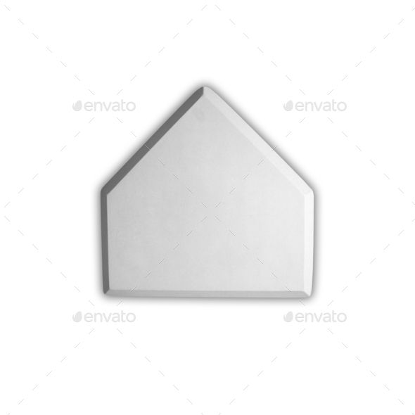 a white house shaped object on a white background