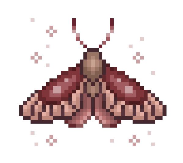 an image of a pixelated moth that is on the white background and has brown spots