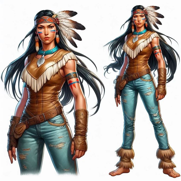 an artist's rendering of a native american woman