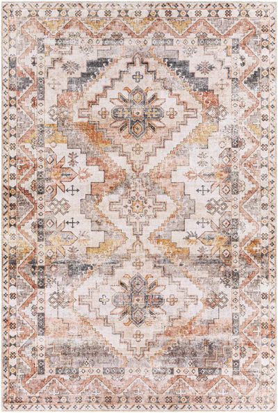 an orange and beige area rug