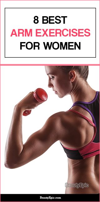 an image of a woman flexing her muscles with the words 8 best arm exercises for women