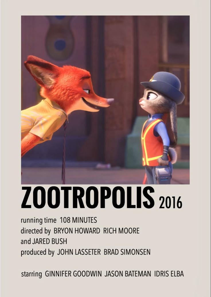 an advertisement for the zootopia movie with a fox and a man talking to each other