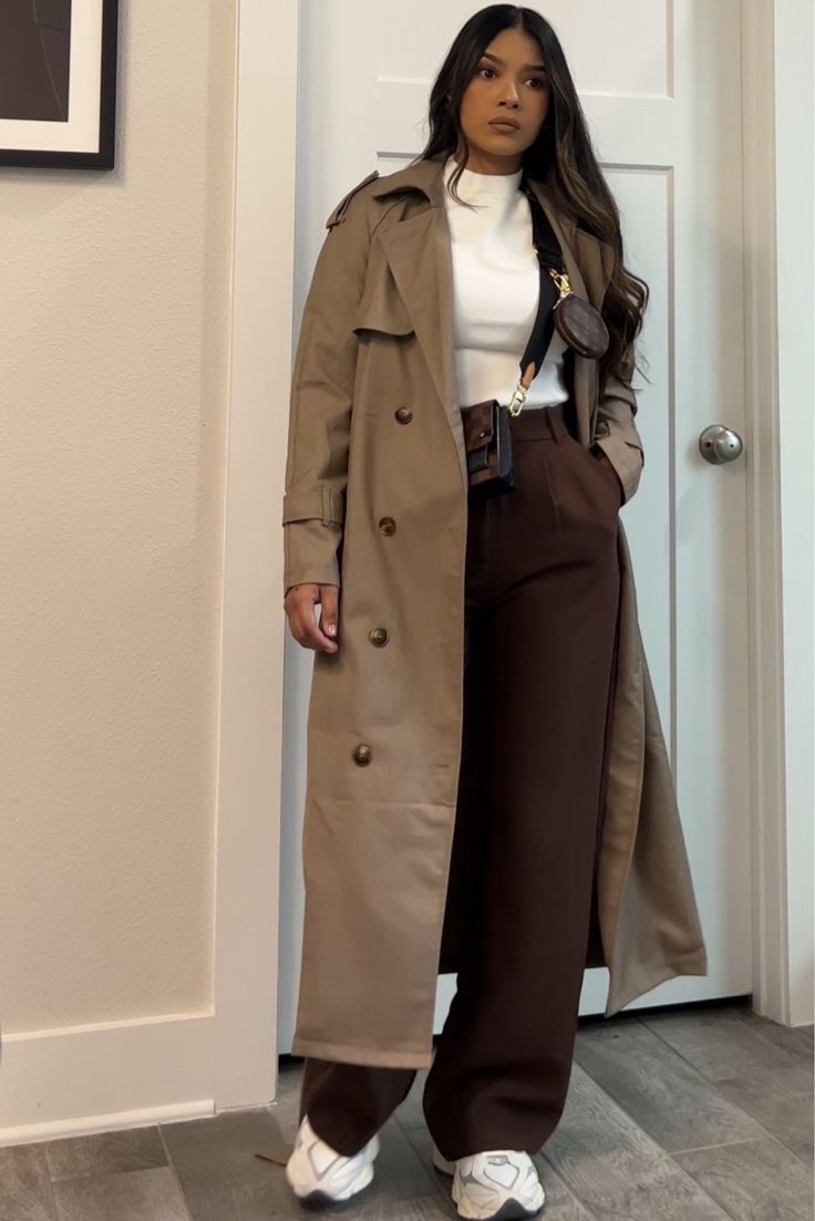 Fall Coat Outfit, Coat Outfit Casual, Cute Professional Outfits, Winter Coat Outfits, Outing Outfit, Casual Work Outfits Women, Jeans Outfit Fall, Trench Coat Outfit, Classy Winter Outfits