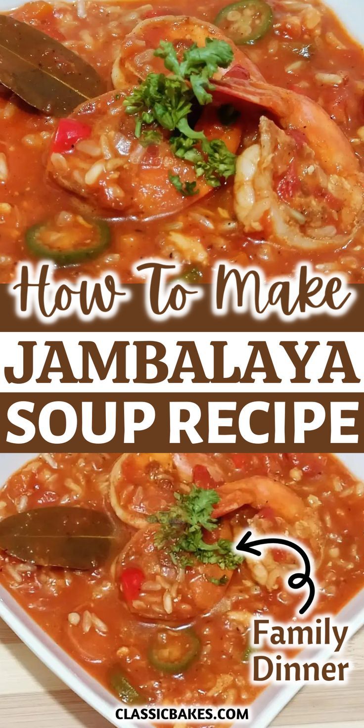 how to make jambalya soup recipe with shrimp and rice in a white bowl