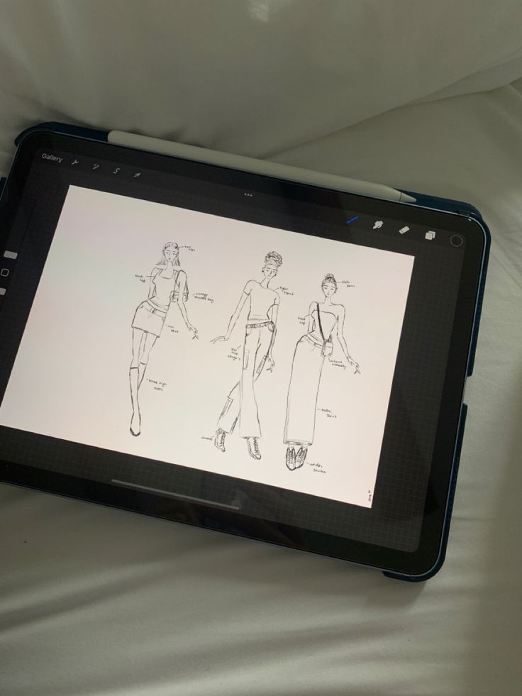 an electronic device with drawings on the screen