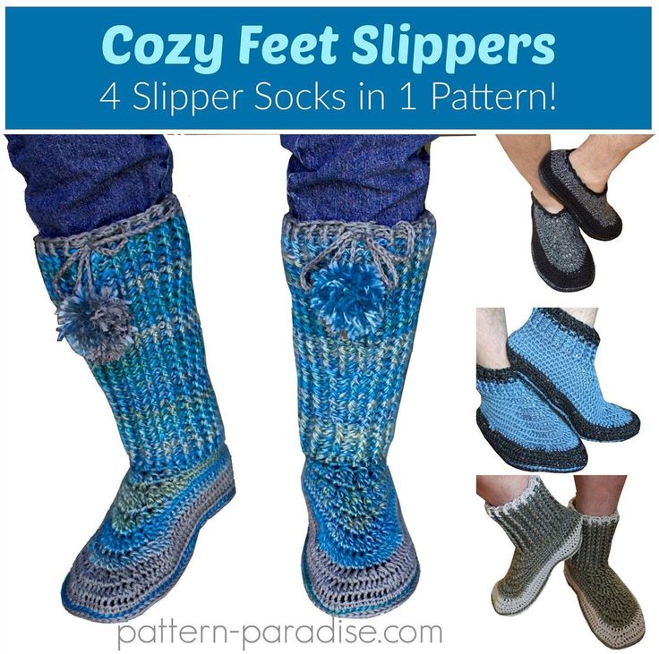 the cover of cozy feet slippers 4 slipper socks in 1 pattern is shown