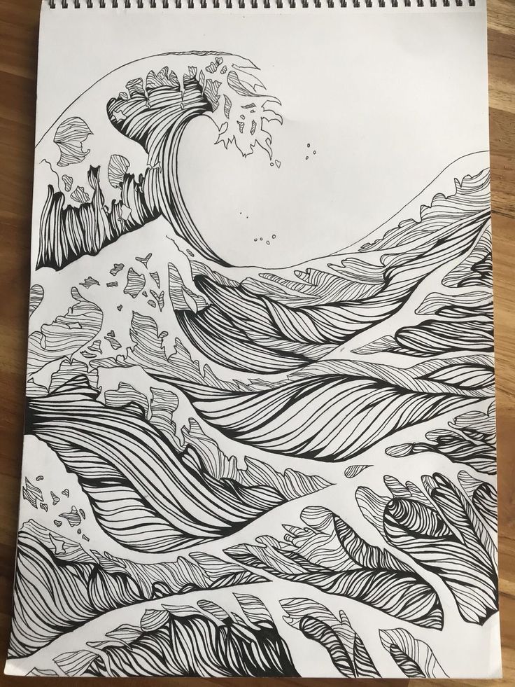 a drawing of a wave in the ocean