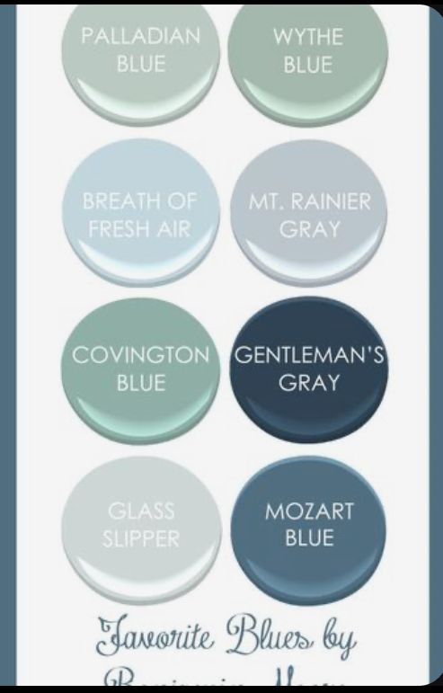 six different shades of blue and green with the names of each color on them,