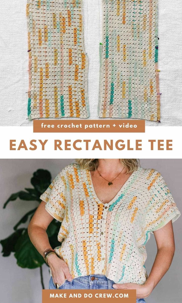 the easy crochet rectangle t - shirt pattern is perfect for beginners to make