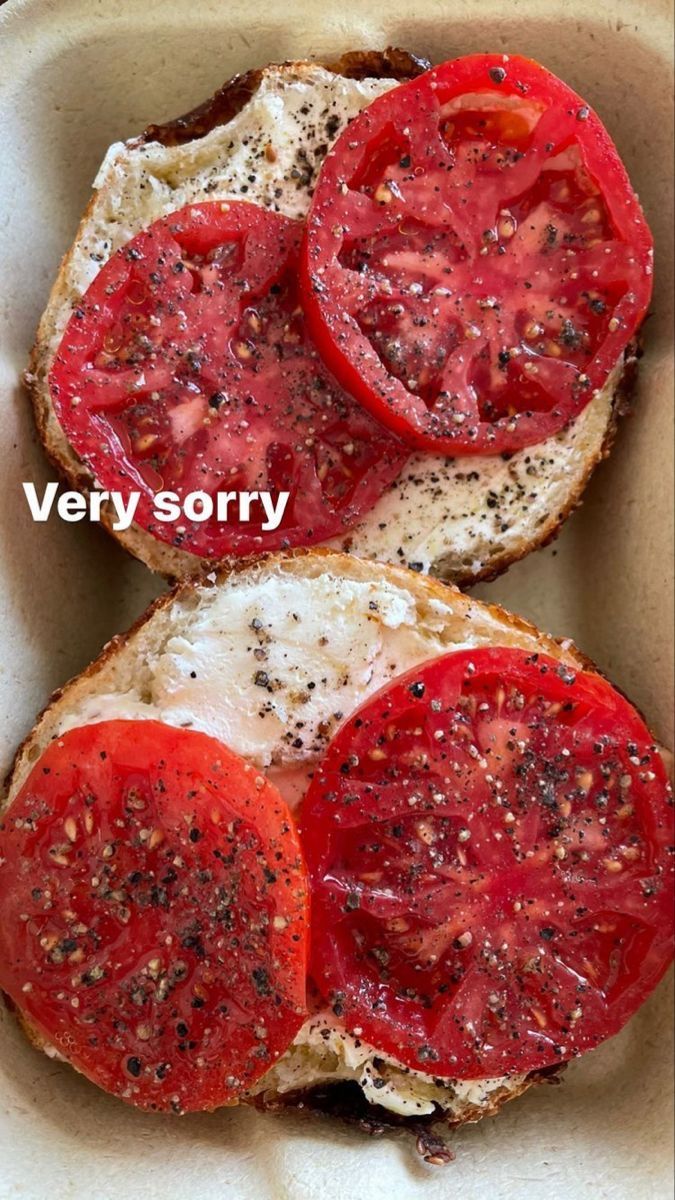 two slices of bread with tomatoes on them