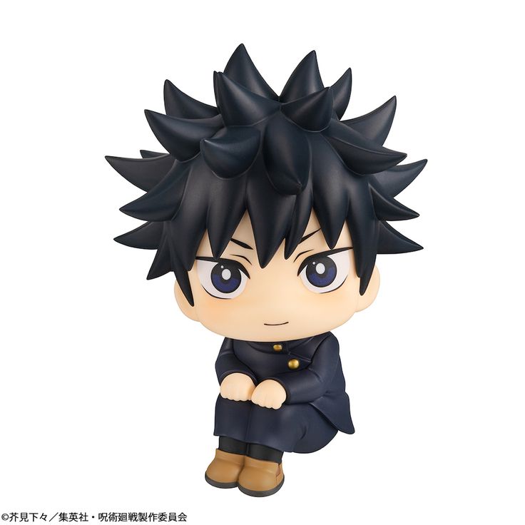 an anime character figurine with black hair and blue eyes