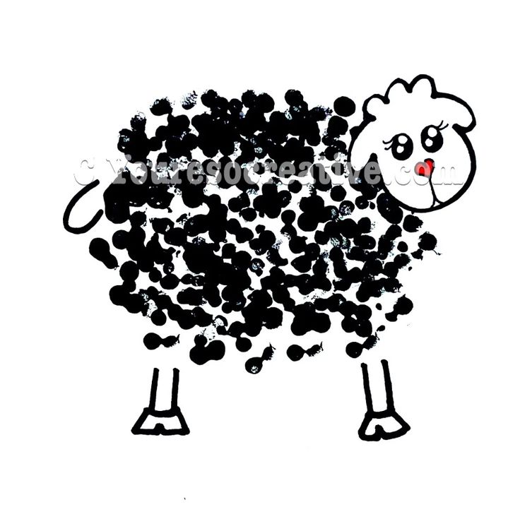 a drawing of a sheep with lots of black dots on it's back legs