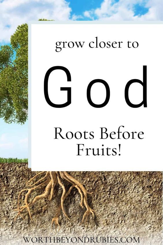 the words grow closer to god roots before fruits are exposed in front of a tree