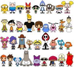 an image of cartoon characters from different eras to the same age and ages, all grouped together