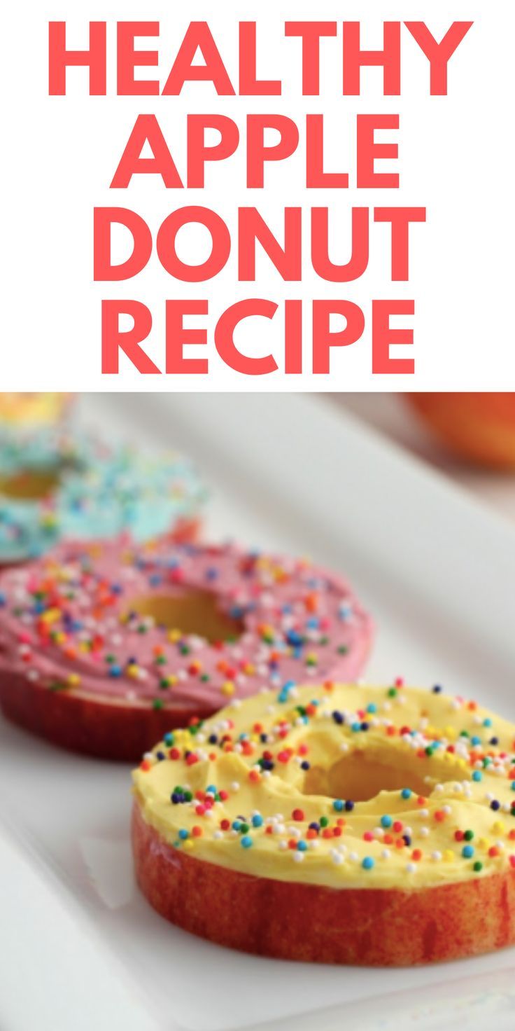 two donuts with sprinkles on them and the words healthy apple donut recipe