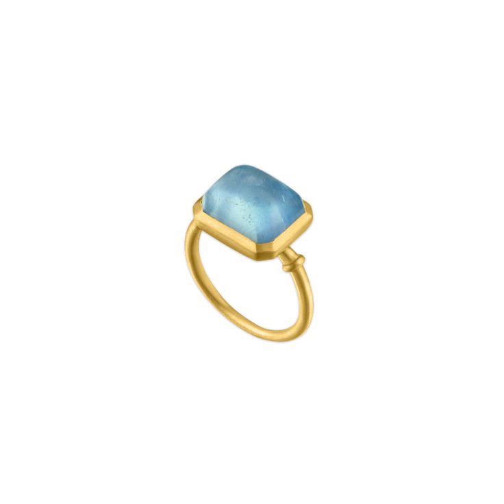 A substantial and enchanting aquamarine rises in a neat, emerald-cut arch from an octagonal setting. On either side, golden rings-on-ring create a subtle balance of scales.Aquamarine, 22K gold 12mm wideHandmade in New York, New YorkThis piece is made to order; please allow two to three weeks for its creation. Should you need it sooner, please contact us at studio@prounisjewelry.com with your request. Gold Rectangular Blue Topaz Rings, Gold Emerald-cut Blue Topaz Ring, Emerald Cut Aquamarine Gold Jewelry, Heirloom Blue Aquamarine Jewelry, Round Cut Aquamarine Gemstone Jewelry, Gia Certified Aquamarine Jewelry Ring, Octagon Aquamarine Gemstone Rings, Aquamarine Gemstone Octagon Rings, Elegant Hand-strung Aquamarine Jewelry