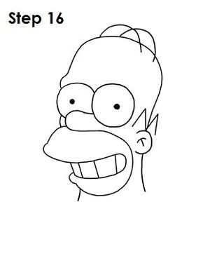 the simpsons face is drawn in black and white with text that reads, step 16