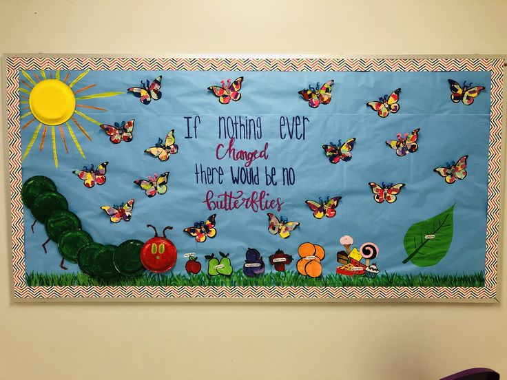 a bulletin board with the words let nothing ever changed here's world is in butterflies