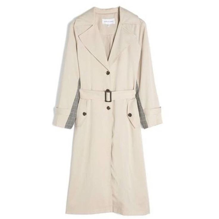 Anthropologie Tarina Contrast Trench Jacket Coat Size: Small Color: Cream/ Tan Material: Polyester Condition; New With Tags Details & Care: Contrast Back Panel Removable Belt Side Slant Pockets Button Front Dimensions 46.75" L Minimal Packaging Contact Us To Validate The Availability Of This Item Before Purchasing Chic Taupe Outerwear For Spring, Belted Beige Outerwear For Office, Spring Single Breasted Neutral Outerwear, Belted Beige Outerwear For Fall, Long Sleeve Taupe Outerwear For Work, Beige Outerwear For Fall, Beige Outerwear For Work In Fall, Casual Cream Belted Outerwear, Spring Khaki Outerwear For Office