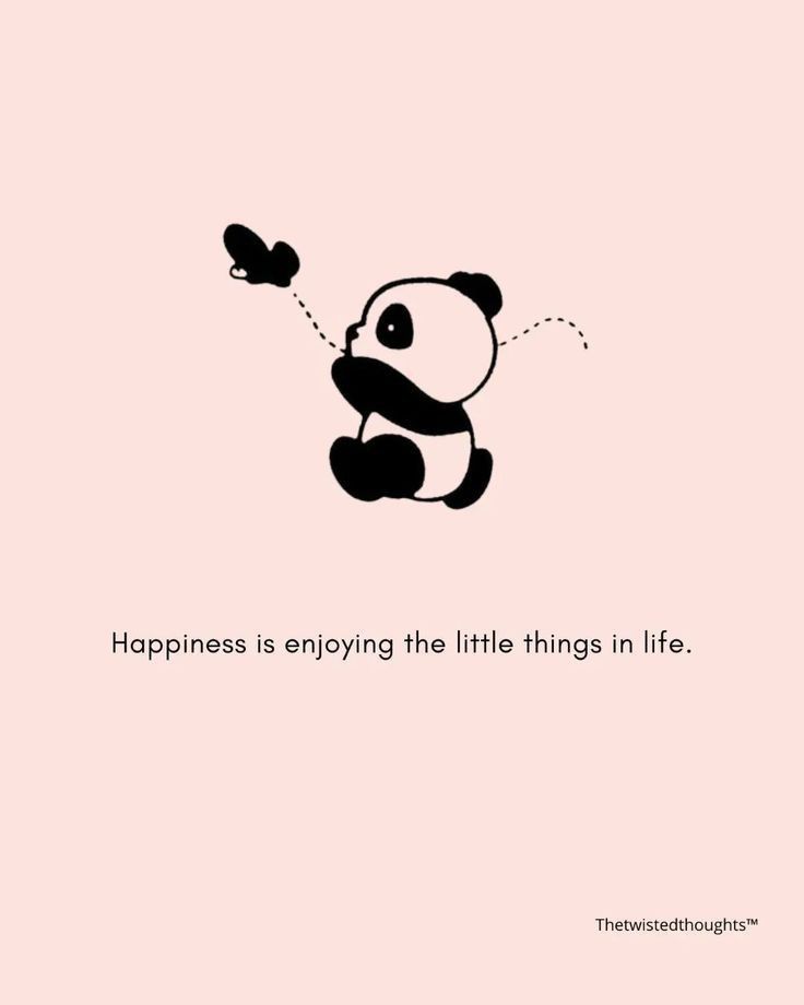 a panda bear with the words happiness is enjoying the little things in life