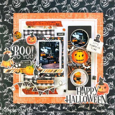 a halloween scrapbook page with pumpkins and jack - o'- lanterns