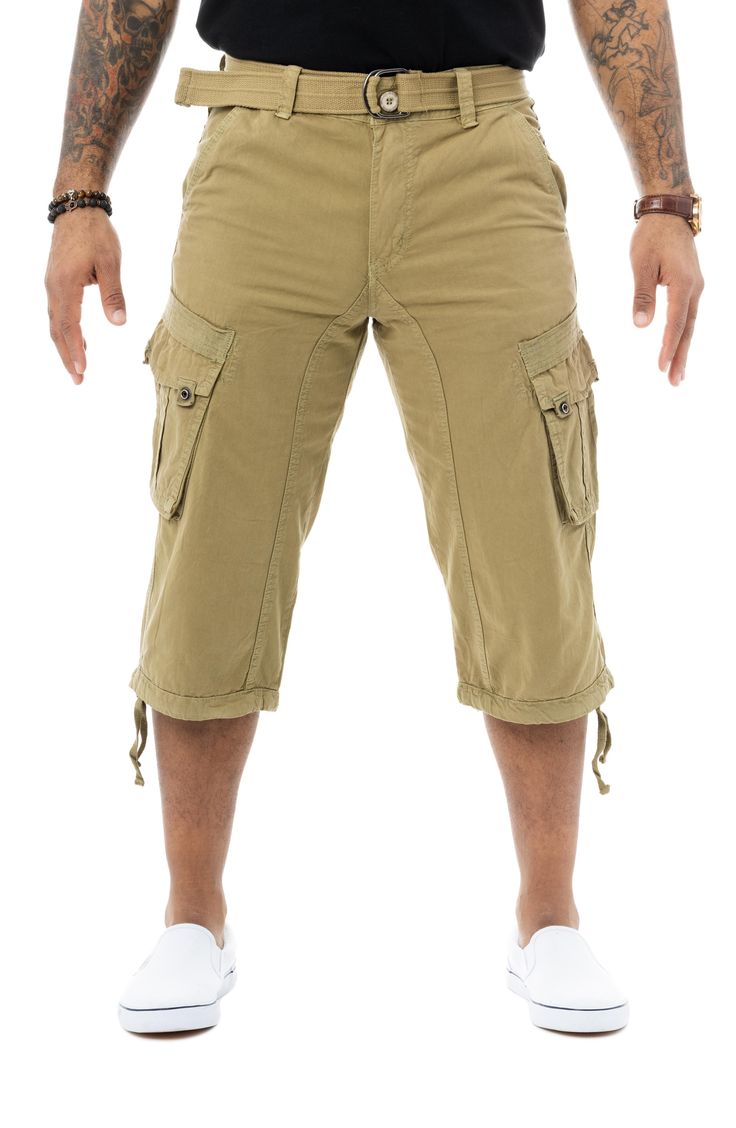 Style an on-trend look in cargo shorts crafted from breathable cotton for comfort during casual outings. 18" inseam; 10" front rise (size 32) Zip fly with button closure 100% cotton Machine wash, tumble dry
 Imported Model stats: 6'1" height, 32" waist. Model is wearing size 32. Summer Knee-length Cargo Shorts For Outdoor Activities, Knee-length Khaki Cotton Bottoms, Summer Knee-length Cargo Pants With Built-in Shorts, Spring Outdoor Cargo Knee-length Shorts, Knee-length Cargo Shorts For Summer Outdoor, Spring Outdoor Cargo Shorts, Summer Outdoor Short Length Cargo Pants, Knee-length Summer Cargo Shorts For Outdoor, Summer Knee-length Cargo Pants With Side Pockets