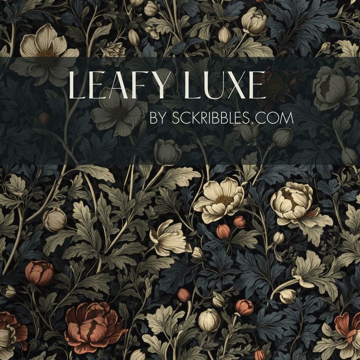 the cover for leafy lume by scribbles com, featuring flowers and leaves