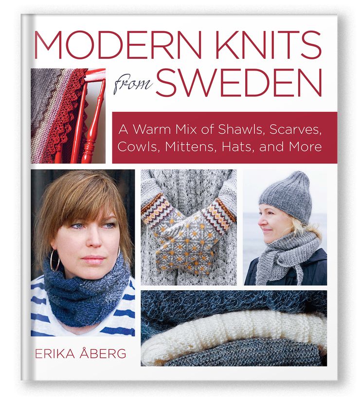 the book cover for modern knits from sweden, featuring photos of women's hats and scarves