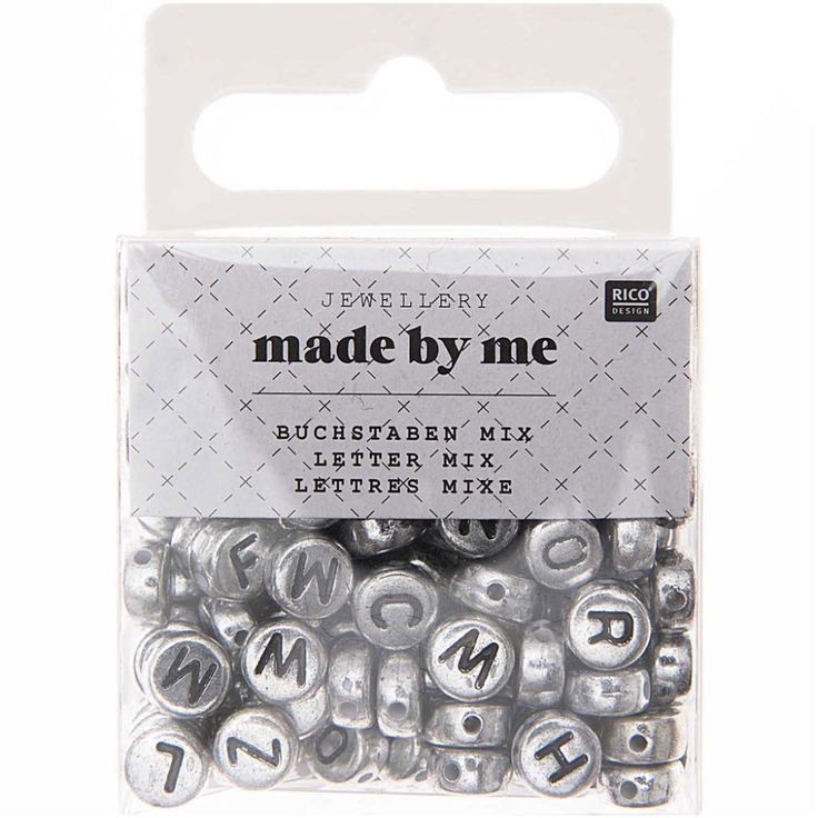 made by me alphabet mix letter mix silver / black - pack of 25 letters and numbers