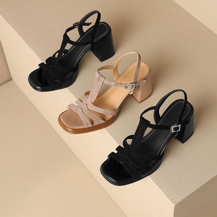 CHIKO Lekeisha Open Toe Block Heels T-Strap Shoes Strap Shoes Heels, Fancy Sandals, Chiko Shoes, T Strap Shoes, Shoes World, Platform High Heel Shoes, Platform High Heels, Strap Shoes, Ballerina Flats