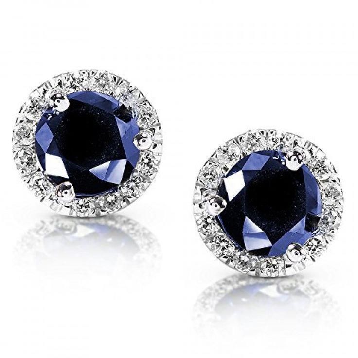 Big Sri Lankan Sapphire Diamond Stud Earring White Gold 14K 6 Carats Gemstone Earring Diamond Halo Earrings, Halo Diamond Earrings, Sapphire And Diamond Earrings, Halo Earrings, Halo Earrings Studs, Blue Sapphire Diamond, White Gold Earrings, Emerald Earrings, Classic Jewelry