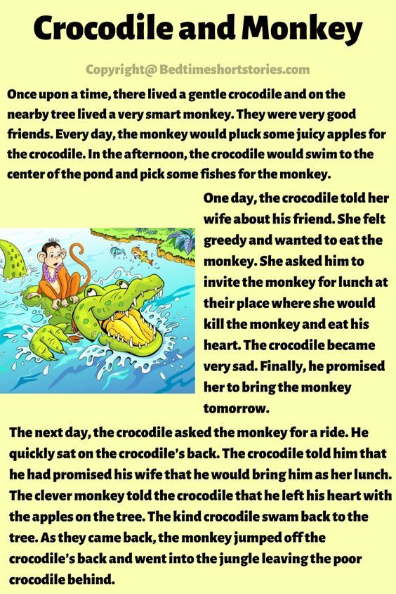 the crocodile and monkey story is written in an english language, with pictures on it