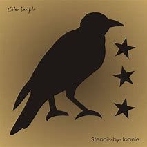 a black bird sitting on top of stars in front of a brown background with the words color sample