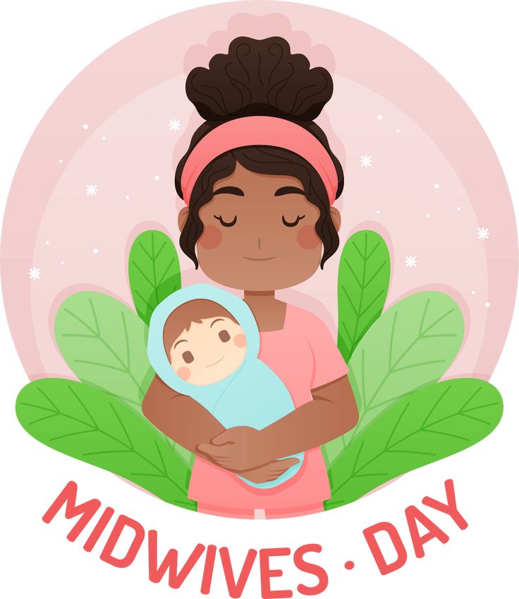 a woman holding a baby in her arms with the words midwives day on it