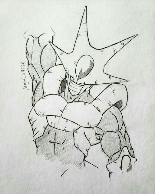 a pencil drawing of a cartoon character holding something in one hand and looking at the viewer