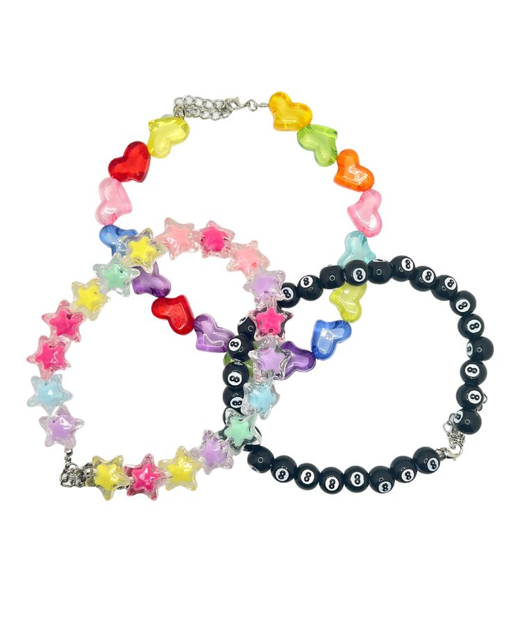 Kandi inspired star beaded necklace Color of star beads is randomized Each choker is unique Adjustable between 13-16" Kandi Choker, Heart Bead Necklace, Girls Choker, Magic 8 Ball, Star Beads, 90s Vibes, 8 Ball, Star Girl, Heart Beads